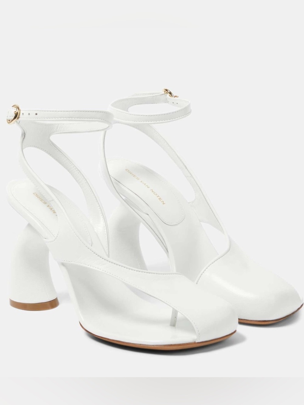 Dries Van Noten Cut Out White Sculptural Heels 37